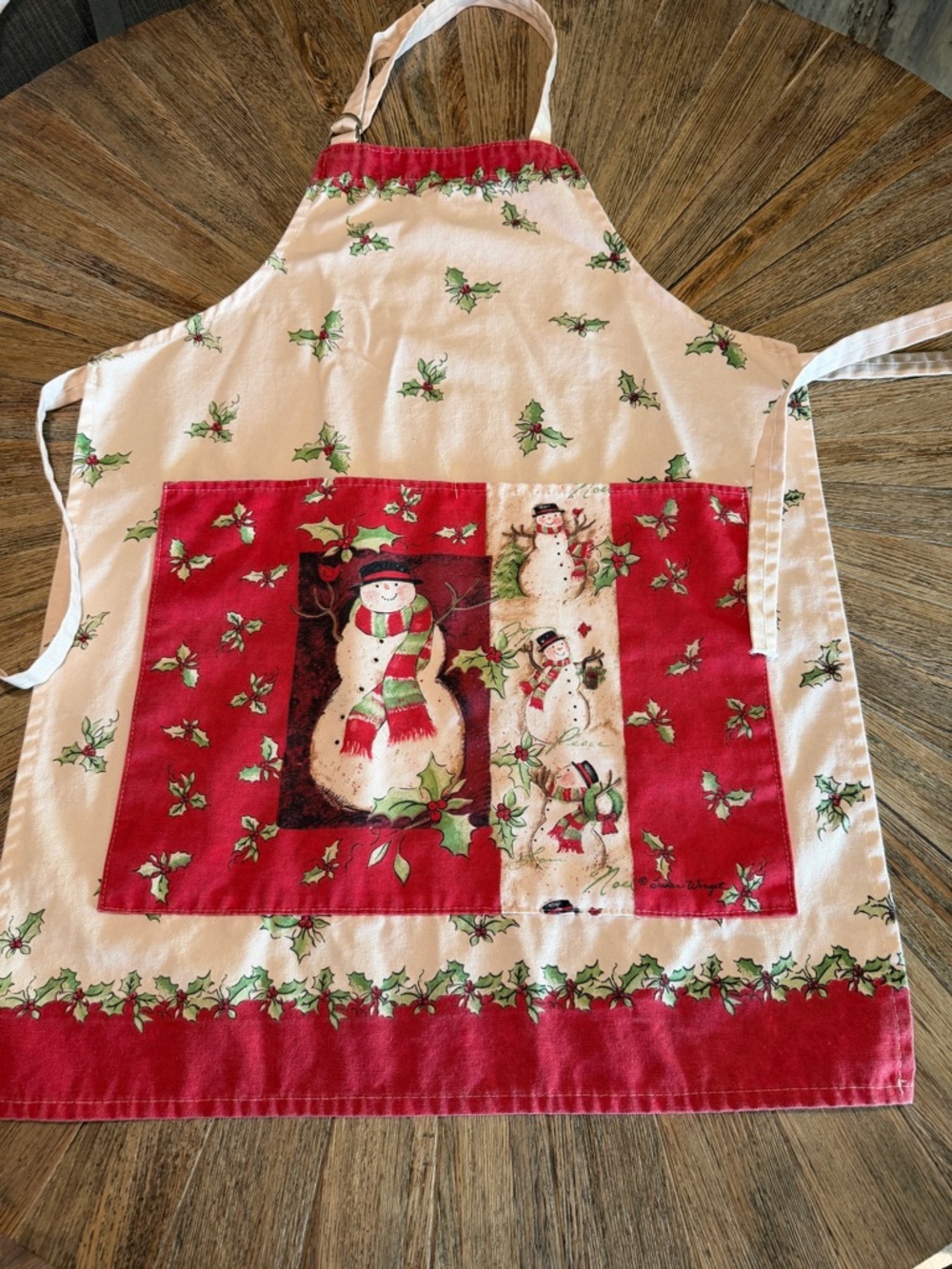 Kay Dee Designs Christmas Snowman apron Susan Winget design thick cotton blend